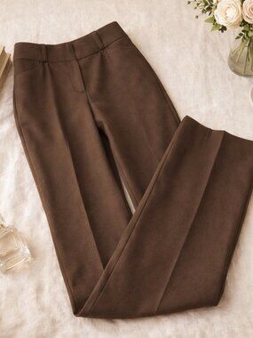 Brown Tailored Dress Pants Women 14 Stretch Straight Leg Work